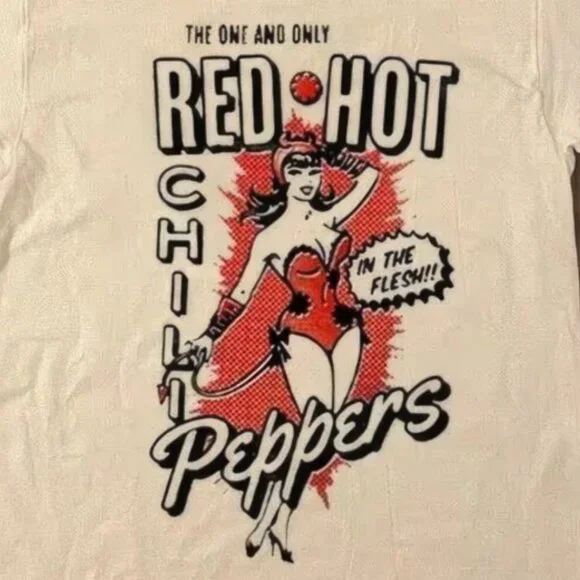 Vintage 90s Red Hot Chili Peppers T-Shirt White The One And Only In The Flesh - Picture 3 of 4